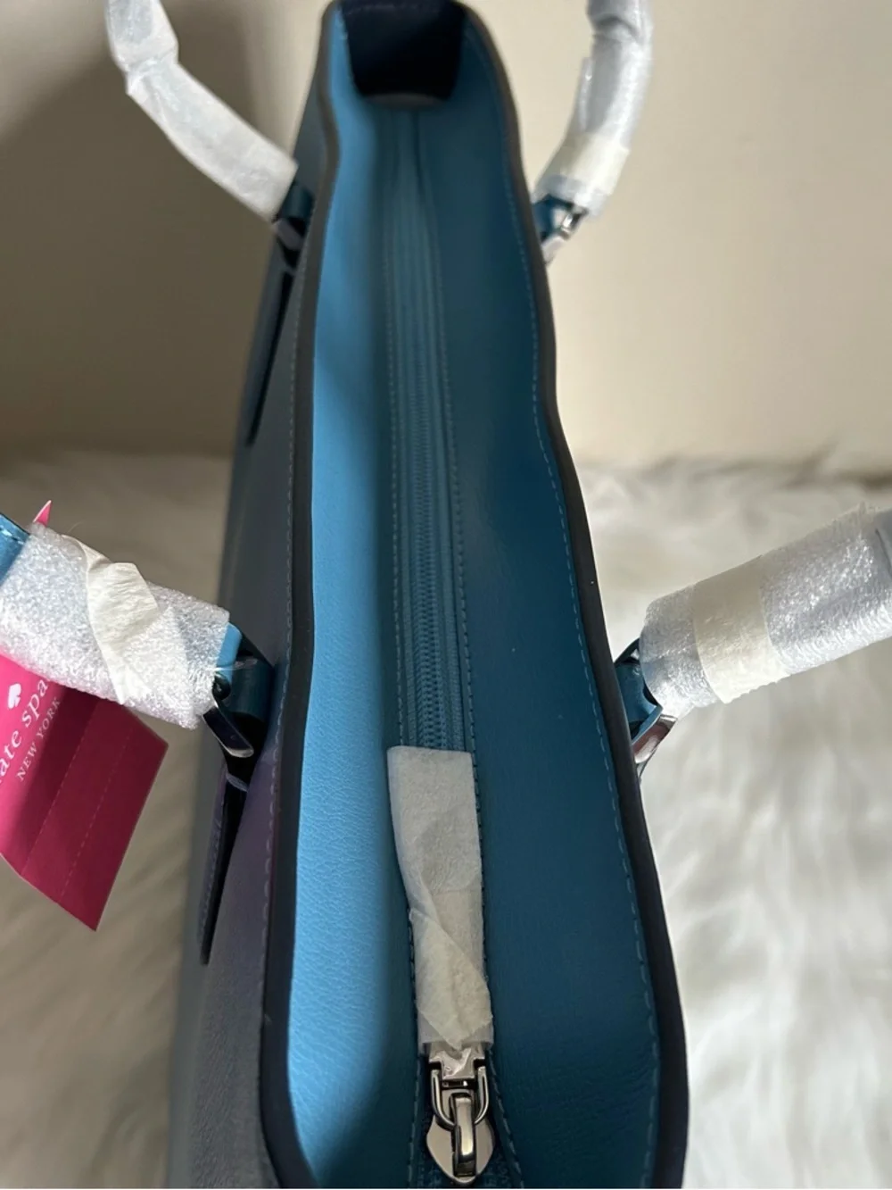 Kate Spade Harper Niagara Blue Pebbled Leather Tote‎ Bag NEW